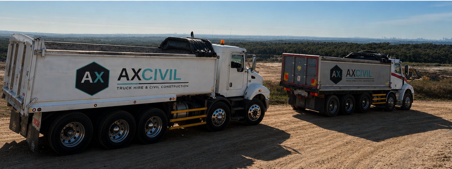 AX Civil tipper trucks on site